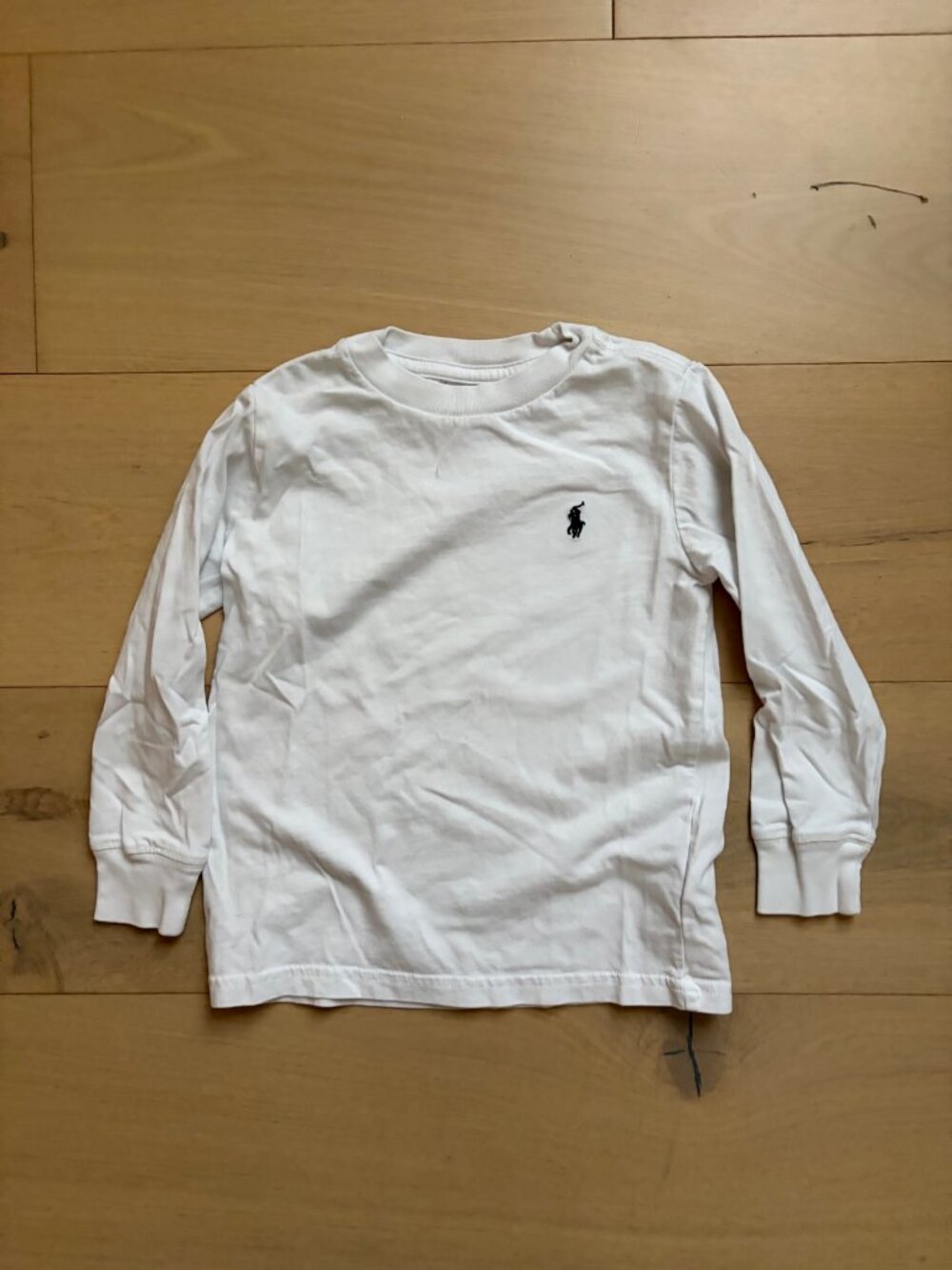 Polo Ralph Lauren Boys 3/3T White Long Sleeve Tee Navy Pony